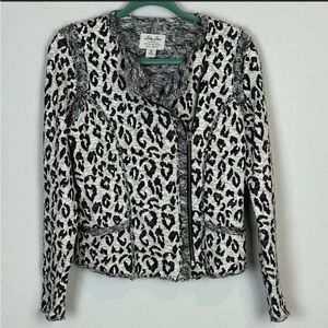 Lucky Lotus Lucky Brand Zipper Animal Print Cardigan Sweater M